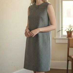 Vintage Julius Garfinckel WA Wool Sleeveless Dress Gray Womens Size 2